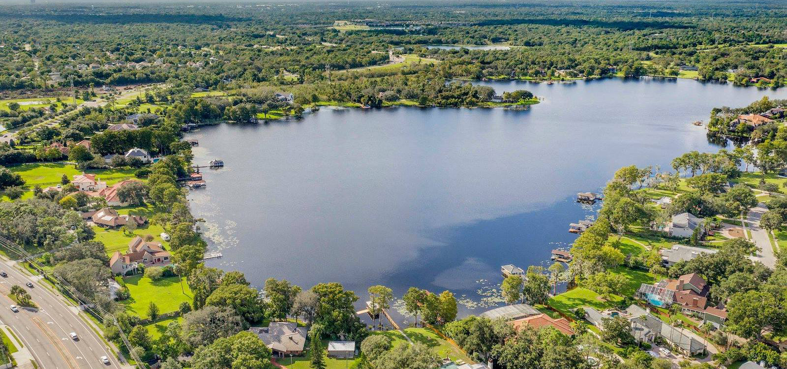 Aerial shot of a lake